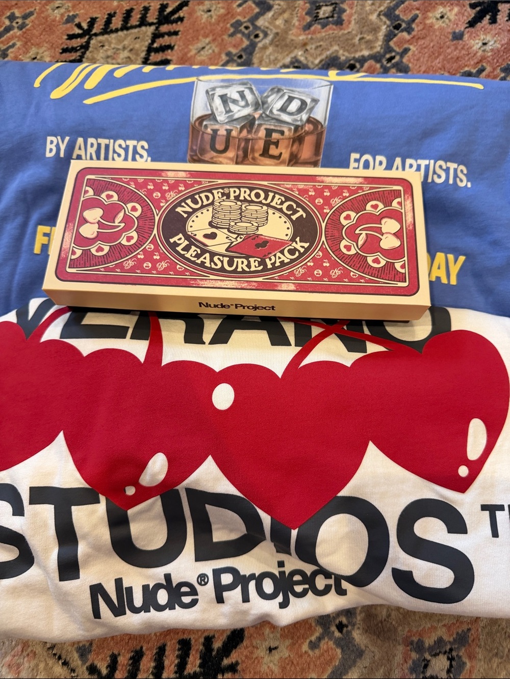Nude Project Bundle- 2  Tshirts M & L  & 1 Pleasure Pack